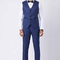 Men's Navy Blue 3 - Piece Party Wear Tuxedo Suit with Bow Tie - Mangaldeep NX