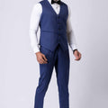 Men's Navy Blue 3 - Piece Party Wear Tuxedo Suit with Bow Tie - Mangaldeep NX