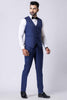 Men's Navy Blue 3 - Piece Party Wear Tuxedo Suit with Bow Tie - Mangaldeep NX