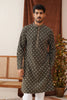 Men's Olive Green Printed Rayon Kurta Pyjama Set - Mangaldeep NX