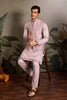 Men's Pink Mirror Embroidered Art Silk Kurta with Matching Pyjama - Mangaldeep NX
