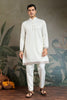 Men's White Mirror Embroidered Art Silk Kurta with Matching Pyjama - Mangaldeep NX