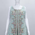 Mint Green Embroidered Party Wear Sharara Suit set. - Mangaldeep NX