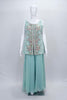 Mint Green Embroidered Party Wear Sharara Suit set. - Mangaldeep NX