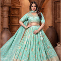 Mint Green Embroidered Silk Lehenga Choli with Dupatta - Mangaldeep NX