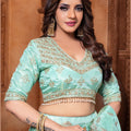 Mint Green Embroidered Silk Lehenga Choli with Dupatta - Mangaldeep NX
