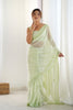 Mint Green Georgette Saree with Sequin Embellishments and Designer Blouse - Mangaldeep NX