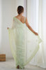Mint Green Georgette Saree with Sequin Embellishments and Designer Blouse - Mangaldeep NX