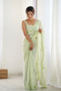 Mint Green Georgette Saree with Sequin Embellishments and Designer Blouse - Mangaldeep NX