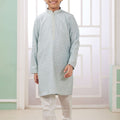 Mint Green Mirror Festive Wear Embroidered Kurta Pajama Set for Boys - Mangaldeep NX