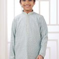 Mint Green Mirror Festive Wear Embroidered Kurta Pajama Set for Boys - Mangaldeep NX