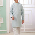 Mint Green Mirror Festive Wear Embroidered Kurta Pajama Set for Boys - Mangaldeep NX