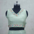 Mint Green Sequin Embroidered Lehenga Choli with Yellow Dupatta - Mangaldeep NX