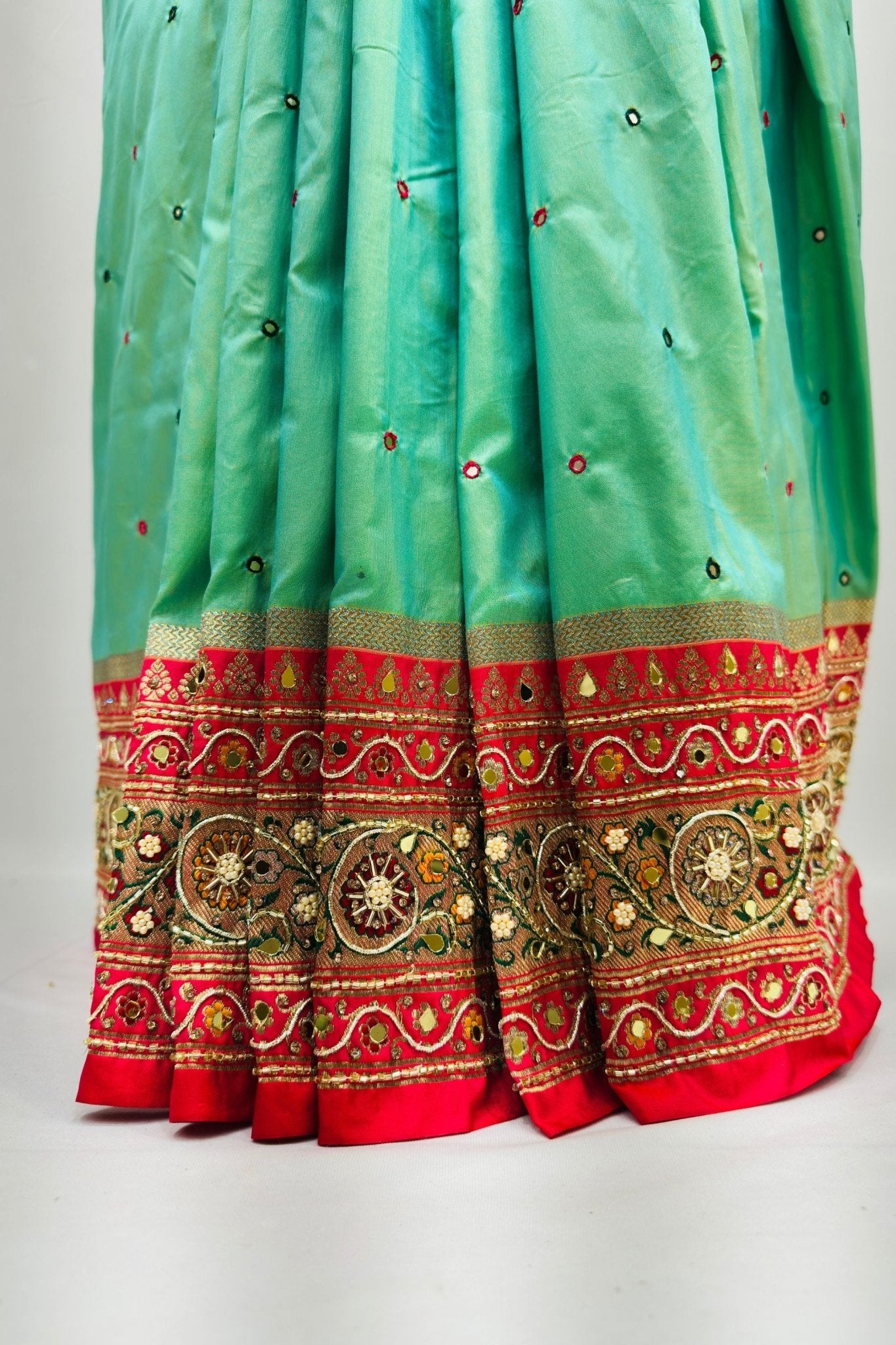 Mint Green Silk Saree - Mangaldeep NX