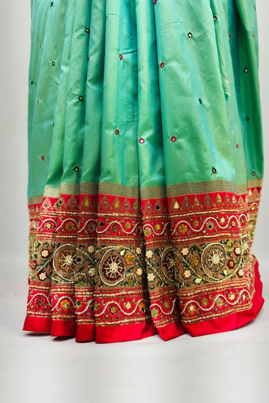 Mint Green Silk Saree - Mangaldeep NX