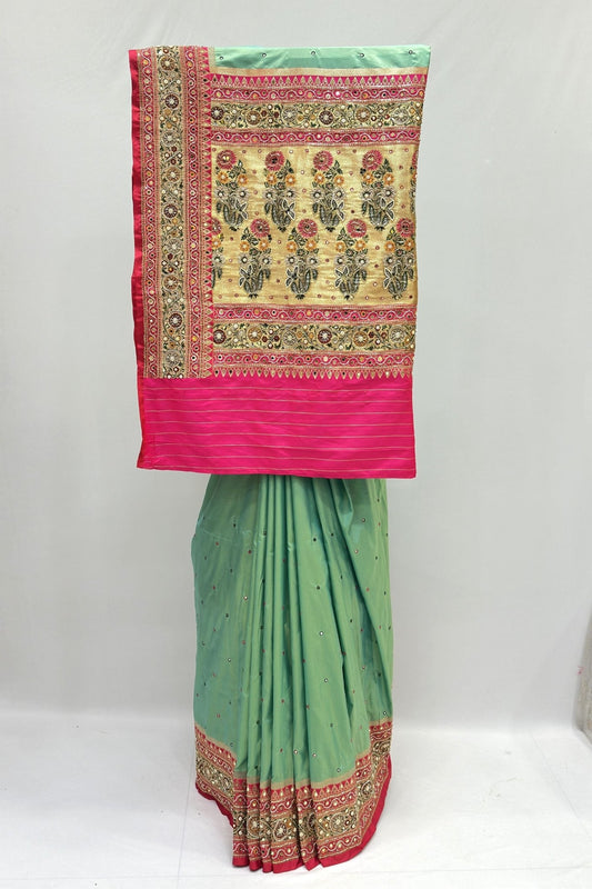 Mint Green Silk Saree - Mangaldeep NX