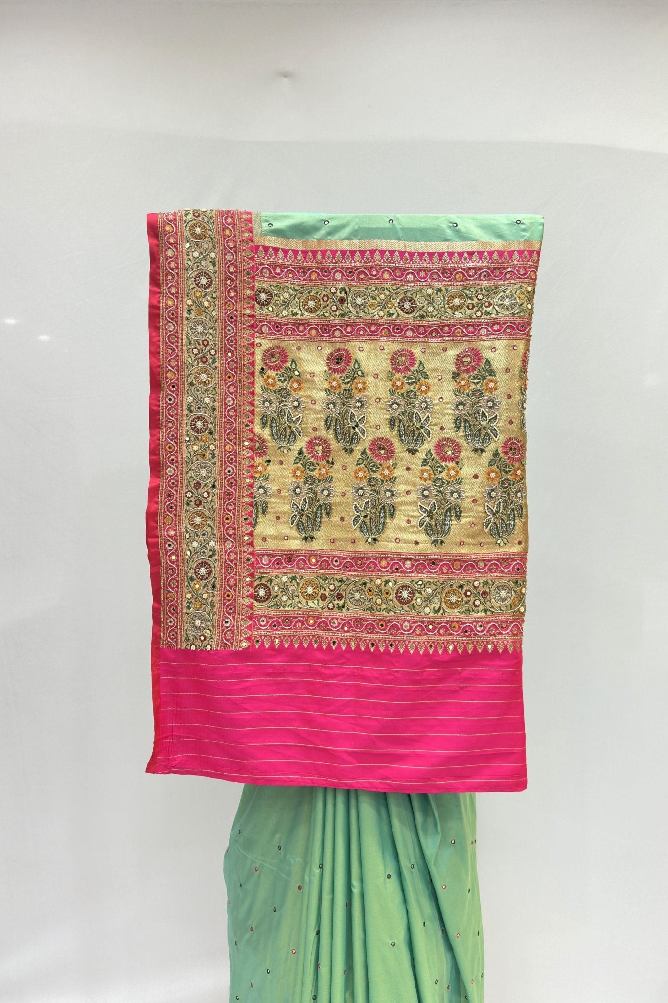 Mint Green Silk Saree - Mangaldeep NX