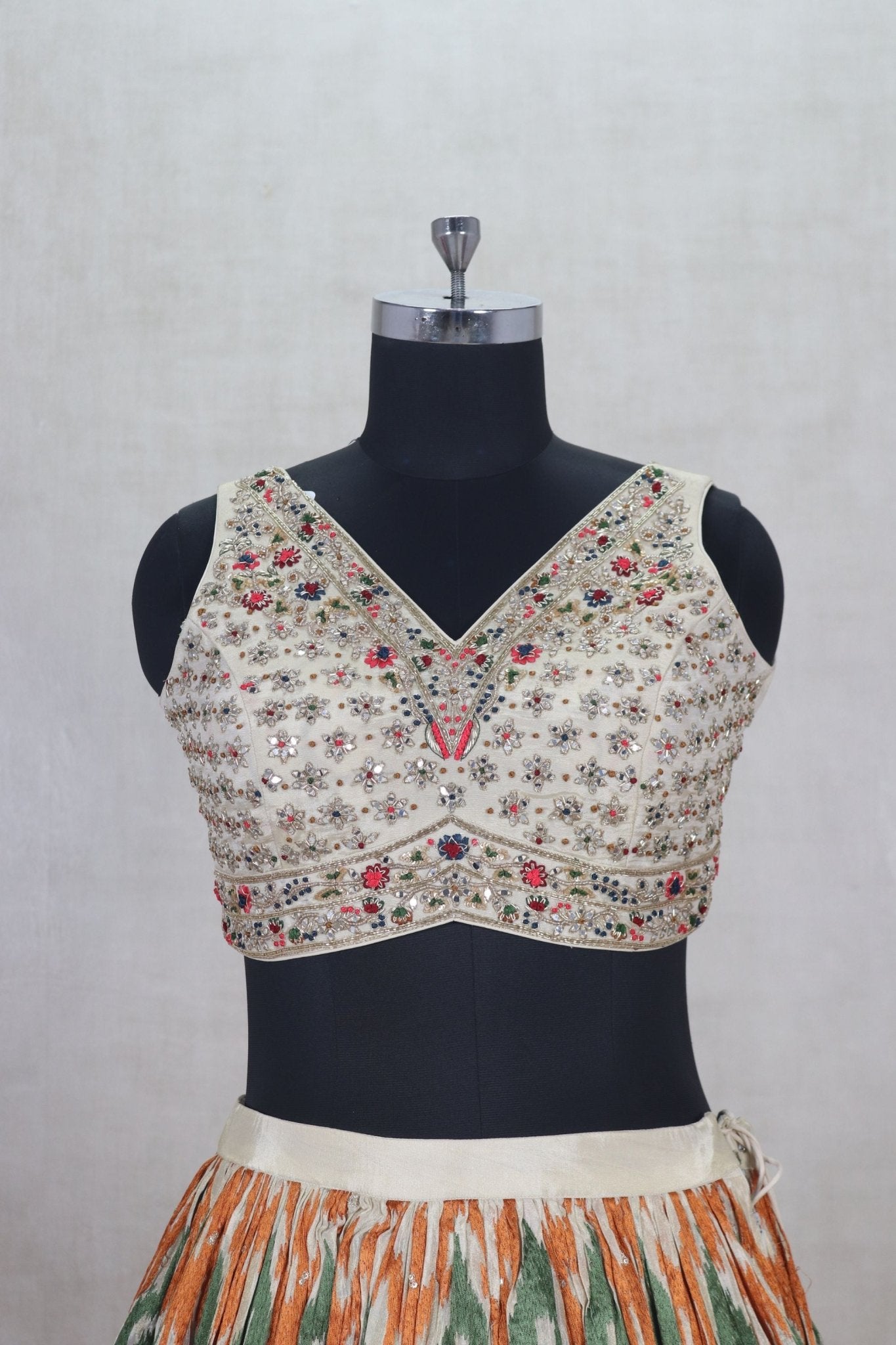 Multicolor Embroidered Lehenga Choli with Blouse & Dupatta - Mangaldeep NX