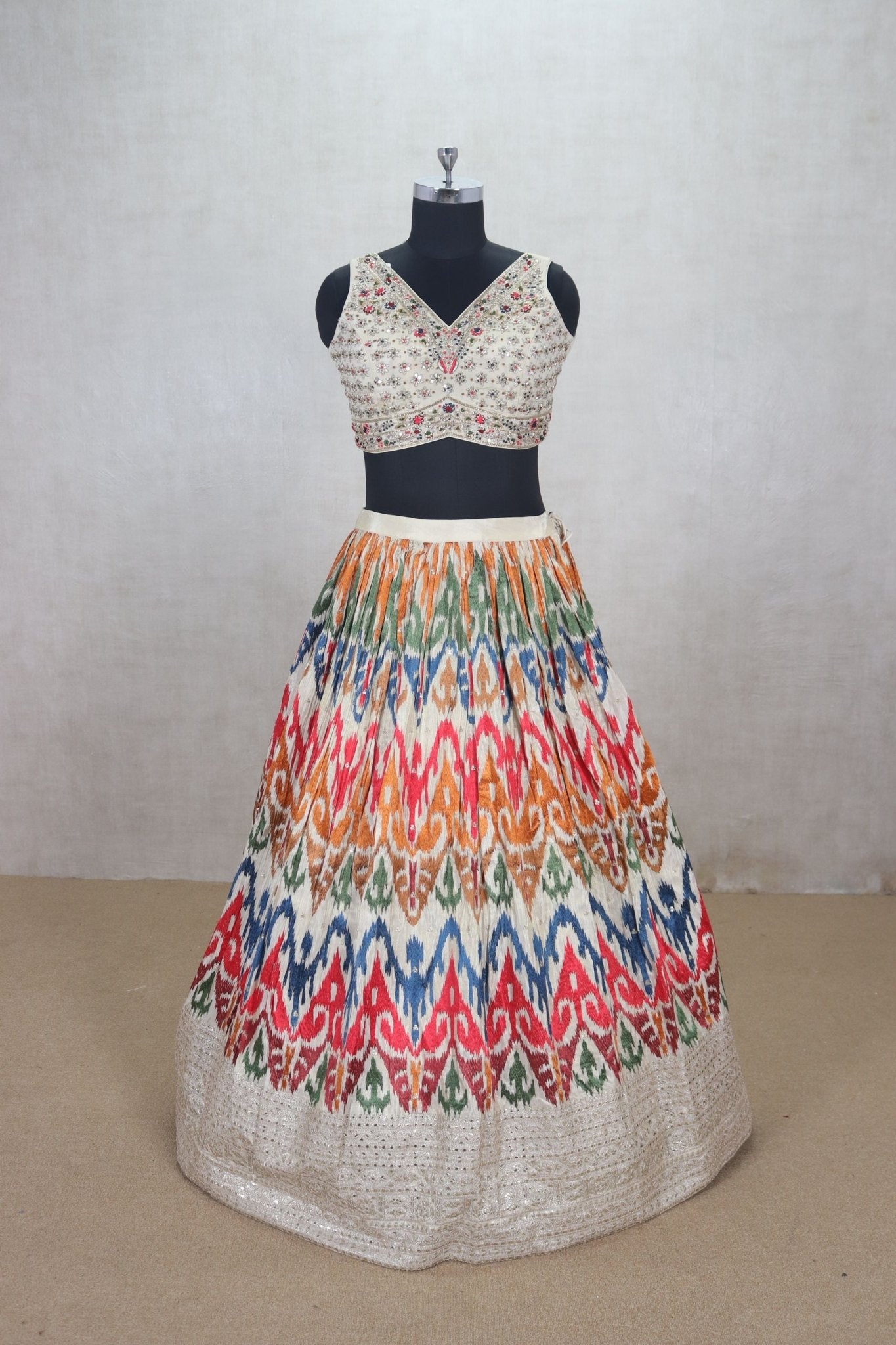 Multicolor Embroidered Lehenga Choli with Blouse & Dupatta - Mangaldeep NX