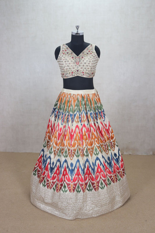 Multicolor Embroidered Lehenga Choli with Blouse & Dupatta - Mangaldeep NX