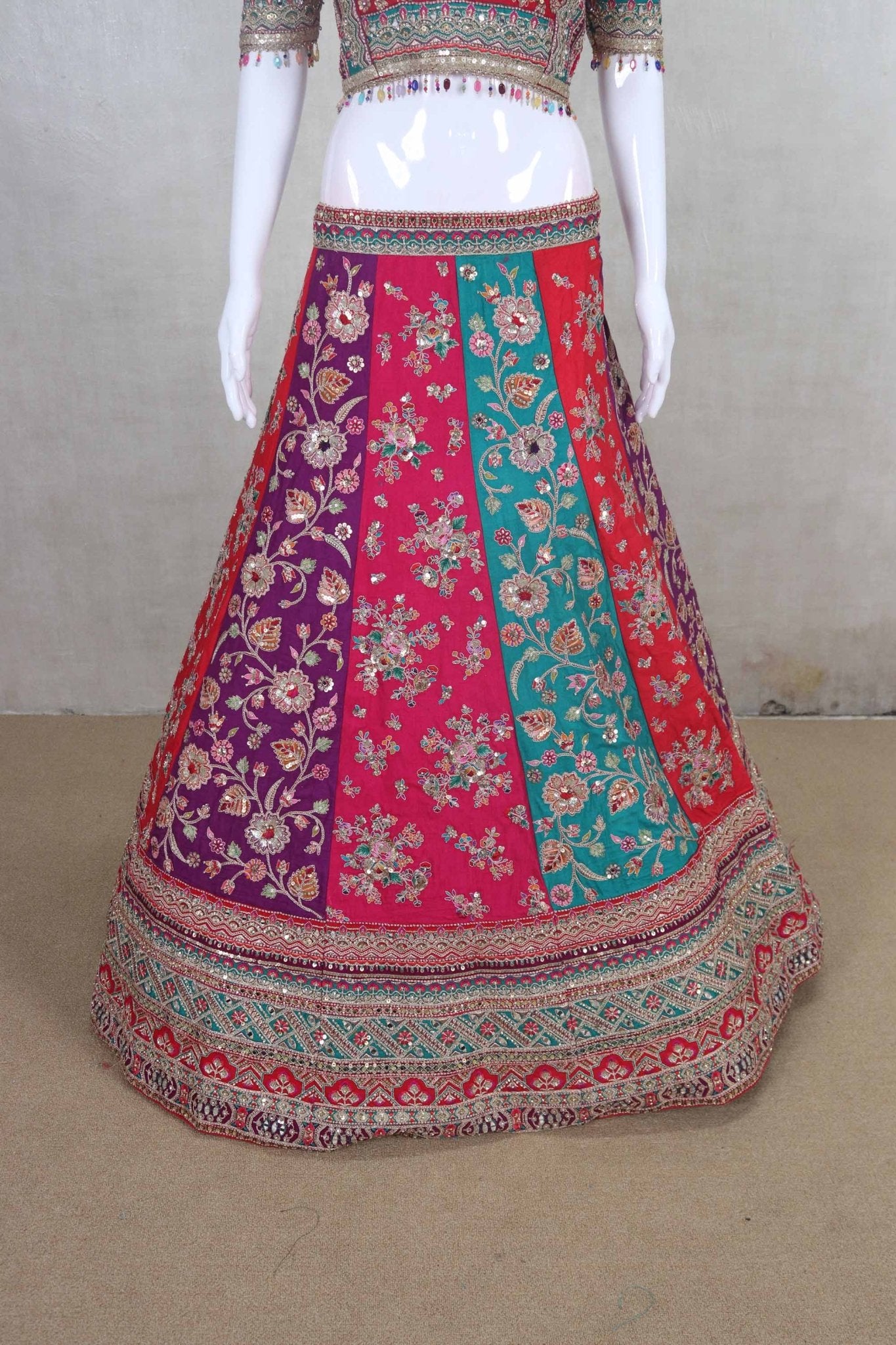 Multicolor Heavy Embroidered Wedding Lehenga Choli - Mangaldeep NX