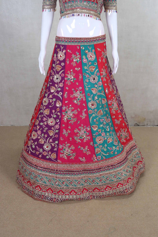 Multicolor Heavy Embroidered Wedding Lehenga Choli - Mangaldeep NX