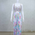 Multicolor Indo - Western Dhoti Style with Embellished Top and Jacket - Mangaldeep NX