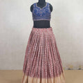 Multicolor Lehenga Choli with Blue Embroidered Blouse and Net Dupatta - Mangaldeep NX