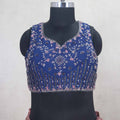Multicolor Lehenga Choli with Blue Embroidered Blouse and Net Dupatta - Mangaldeep NX