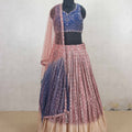 Multicolor Lehenga Choli with Blue Embroidered Blouse and Net Dupatta - Mangaldeep NX