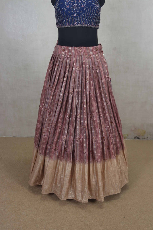 Multicolor Lehenga Choli with Blue Embroidered Blouse and Net Dupatta - Mangaldeep NX