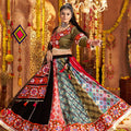 Multicolor Patchwork Navratri Lehenga Choli Set with Black Bandhani Dupatta - Mangaldeep NX