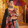 Multicolor Patchwork Navratri Lehenga Choli Set with Black Bandhani Dupatta - Mangaldeep NX