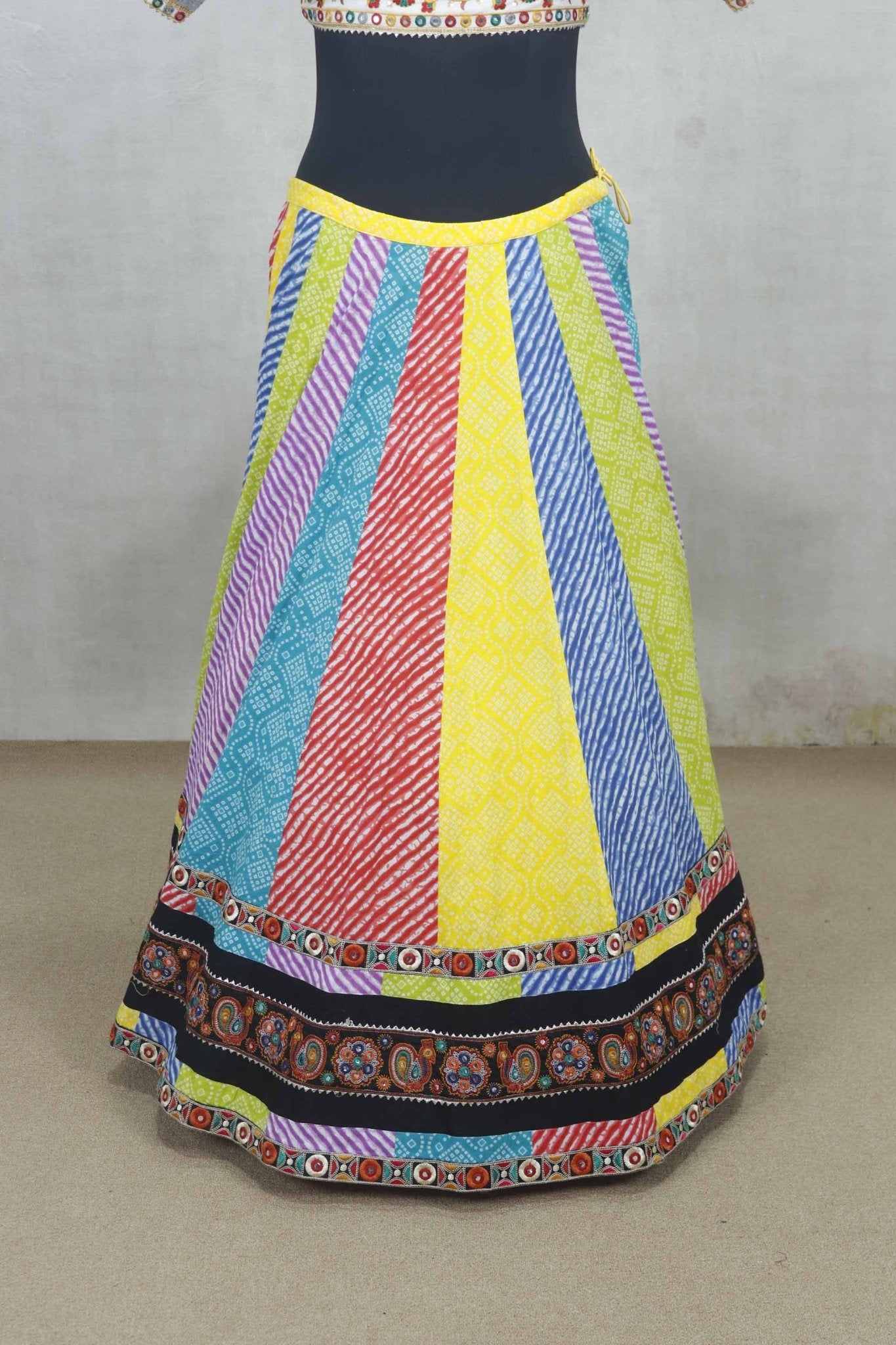 Multicolor Traditional Patola Print Lehenga with Embroidered Blouse - Mangaldeep NX