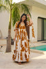 Mustard Floral Floral Floor Length Kurti with Puff Sleeves - Mangaldeep NX