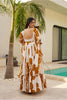 Mustard Floral Floral Floor Length Kurti with Puff Sleeves - Mangaldeep NX