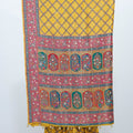 Mustard Yellow Bandhani Banarasi Silk Saree Pallu and Red Zari Border - Mangaldeep NX