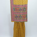 Mustard Yellow Bandhani Banarasi Silk Saree Pallu and Red Zari Border - Mangaldeep NX