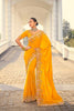 Mustard Yellow Designer Georgette Saree with Floral Embroidery - Mangaldeep NX