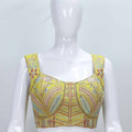 Mustard Yellow Embroidered Crop Top with Layered Shrug and Flared Palazzo Pants Set - Mangaldeep NX