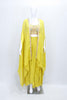 Mustard Yellow Embroidered Crop Top with Layered Shrug and Flared Palazzo Pants Set - Mangaldeep NX