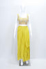 Mustard Yellow Embroidered Crop Top with Layered Shrug and Flared Palazzo Pants Set - Mangaldeep NX