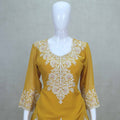 Mustard Yellow Embroidered Georgette Lehenga Choli Set with Dupatta - Mangaldeep NX