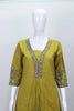 Mustard Yellow Embroidered Kurta Set with Floral Motifs and Mirror Work Dupatta for Women - Mangaldeep NX