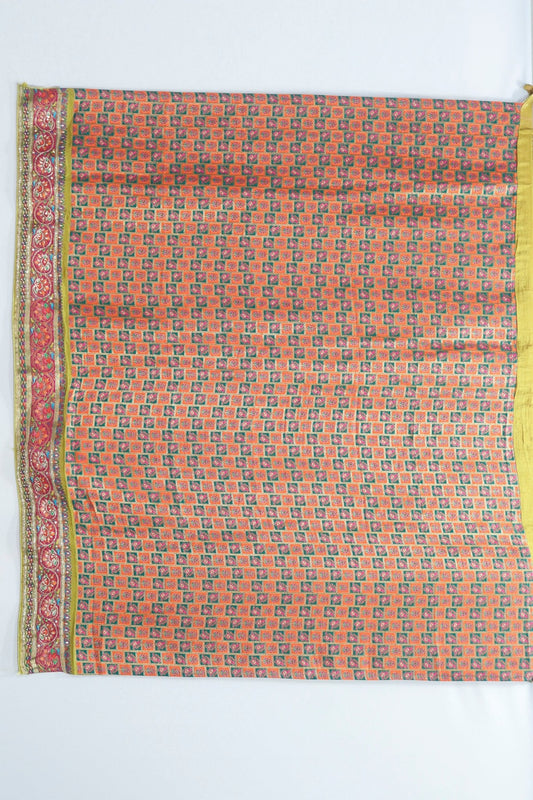 Mustard Yellow Handloom Silk Saree with Multicolor Rajasthani Animal Print and Traditional Embroidery Work - Mangaldeep NX