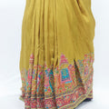 Mustard Yellow Handloom Silk Saree with Multicolor Rajasthani Animal Print and Traditional Embroidery Work - Mangaldeep NX