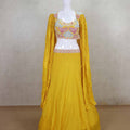 Mustard Yellow Lehenga Choli with Multicolor Embroidered Blouse - Mangaldeep NX