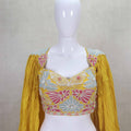 Mustard Yellow Lehenga Choli with Multicolor Embroidered Blouse - Mangaldeep NX