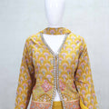 Mustard Yellow Lehenga with Mirror Work Floral Jacket and Dupatta - Mangaldeep NX