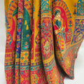 Mustard Yellow Madhubani Art Silk Saree with Multicolor Printed Pallu and Border - Mangaldeep NX
